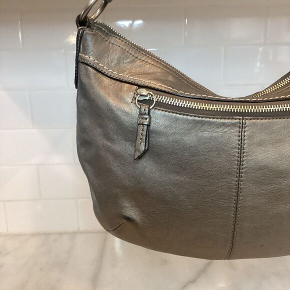 Coach Soho Hobo Pleated Graphite Metallic Leather Shoulder Bag - Picture 5 of 15